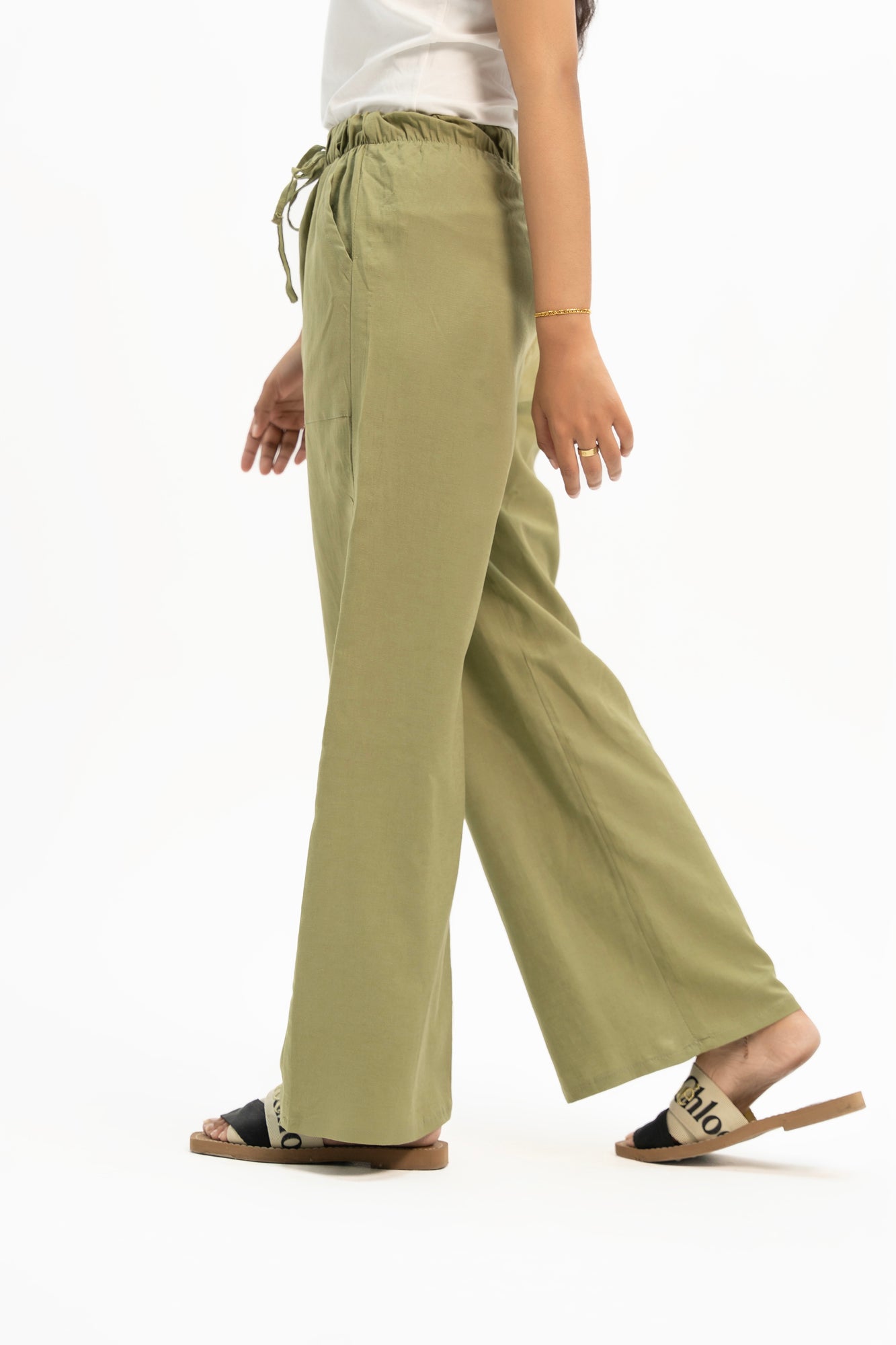 Drawstring Linen Pant - Sage Green