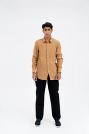 Men's Regular Fit Full Sleeve Linen Shirt -  Sand Brown