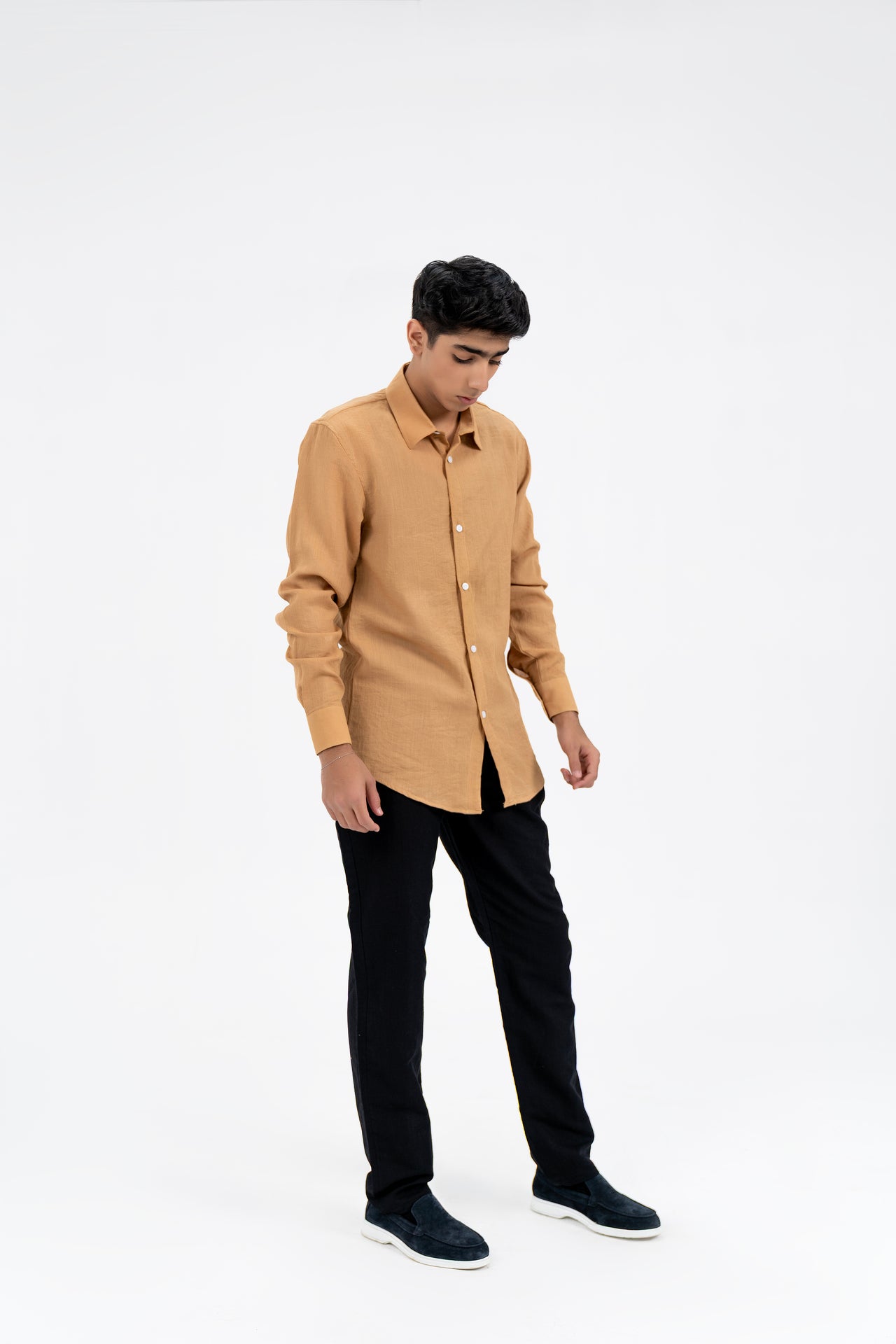 Men's Regular Fit Full Sleeve Linen Shirt -  Sand Brown