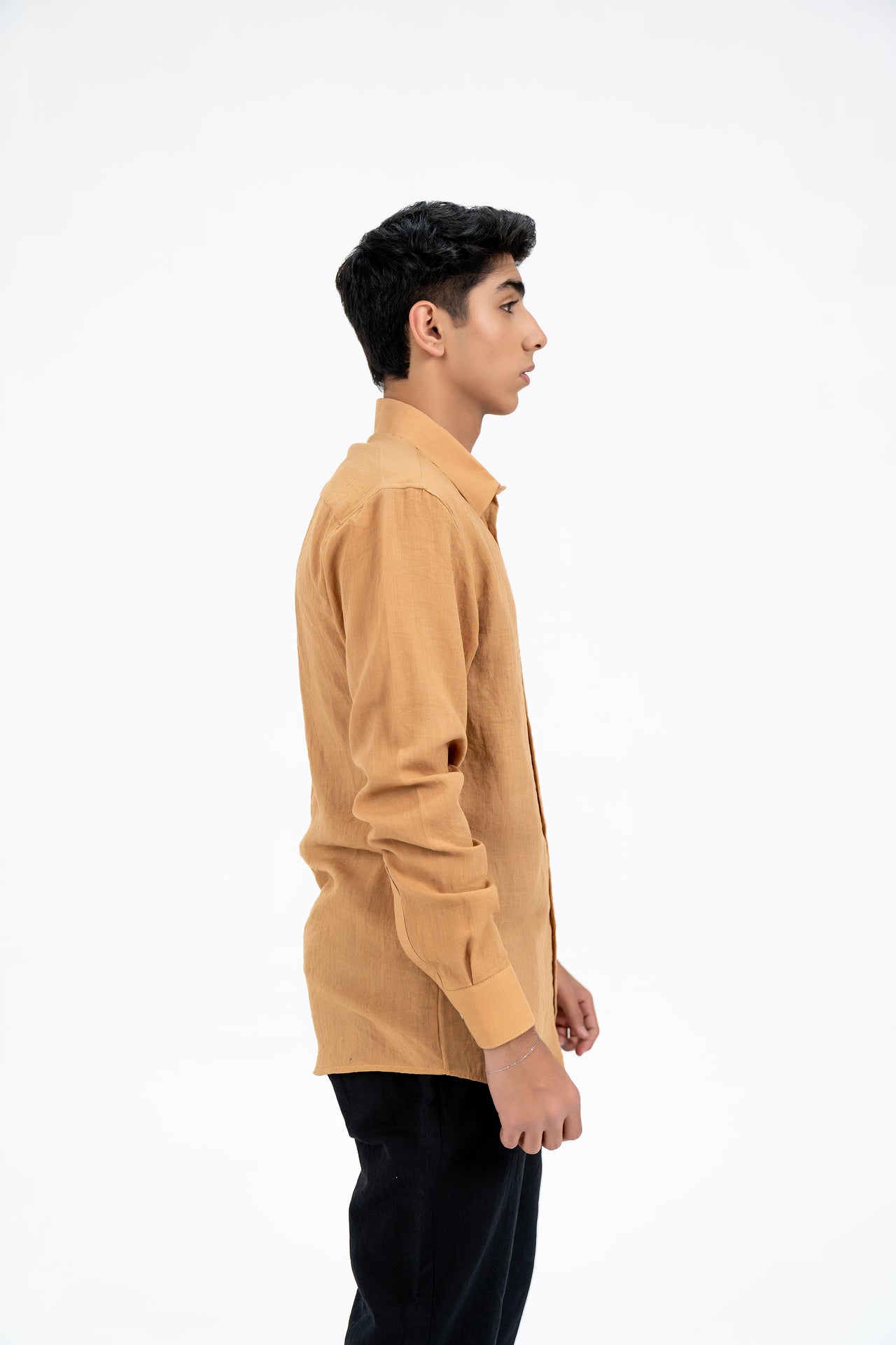 Men's Regular Fit Full Sleeve Linen Shirt -  Sand Brown