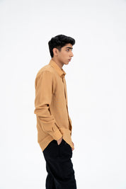 Men's Regular Fit Full Sleeve Linen Shirt -  Sand Brown