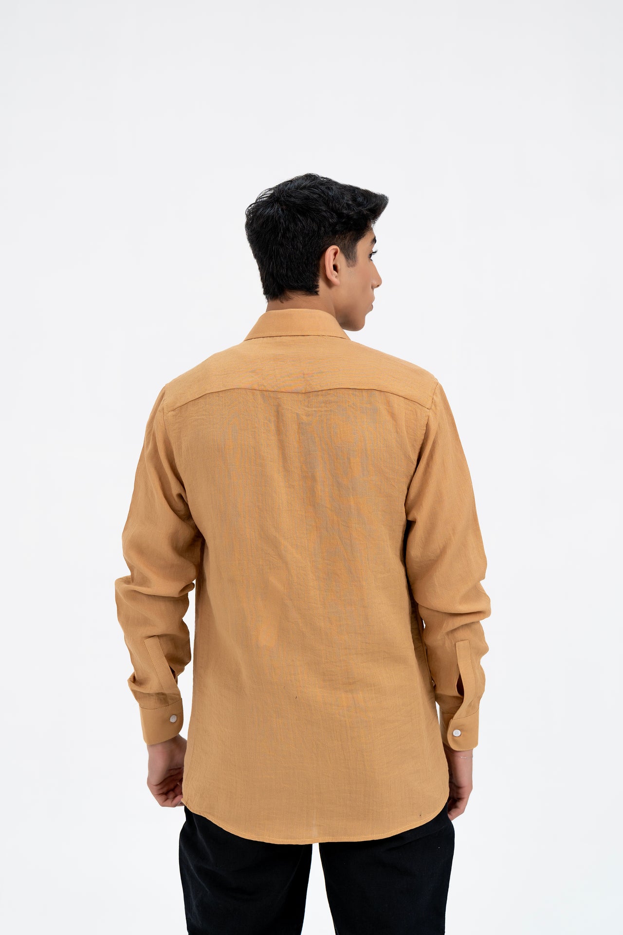 Men's Regular Fit Full Sleeve Linen Shirt -  Sand Brown