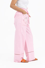 Pull-on Embroidery Pant - Light Pink