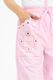 Pull-on Embroidery Pant - Light Pink