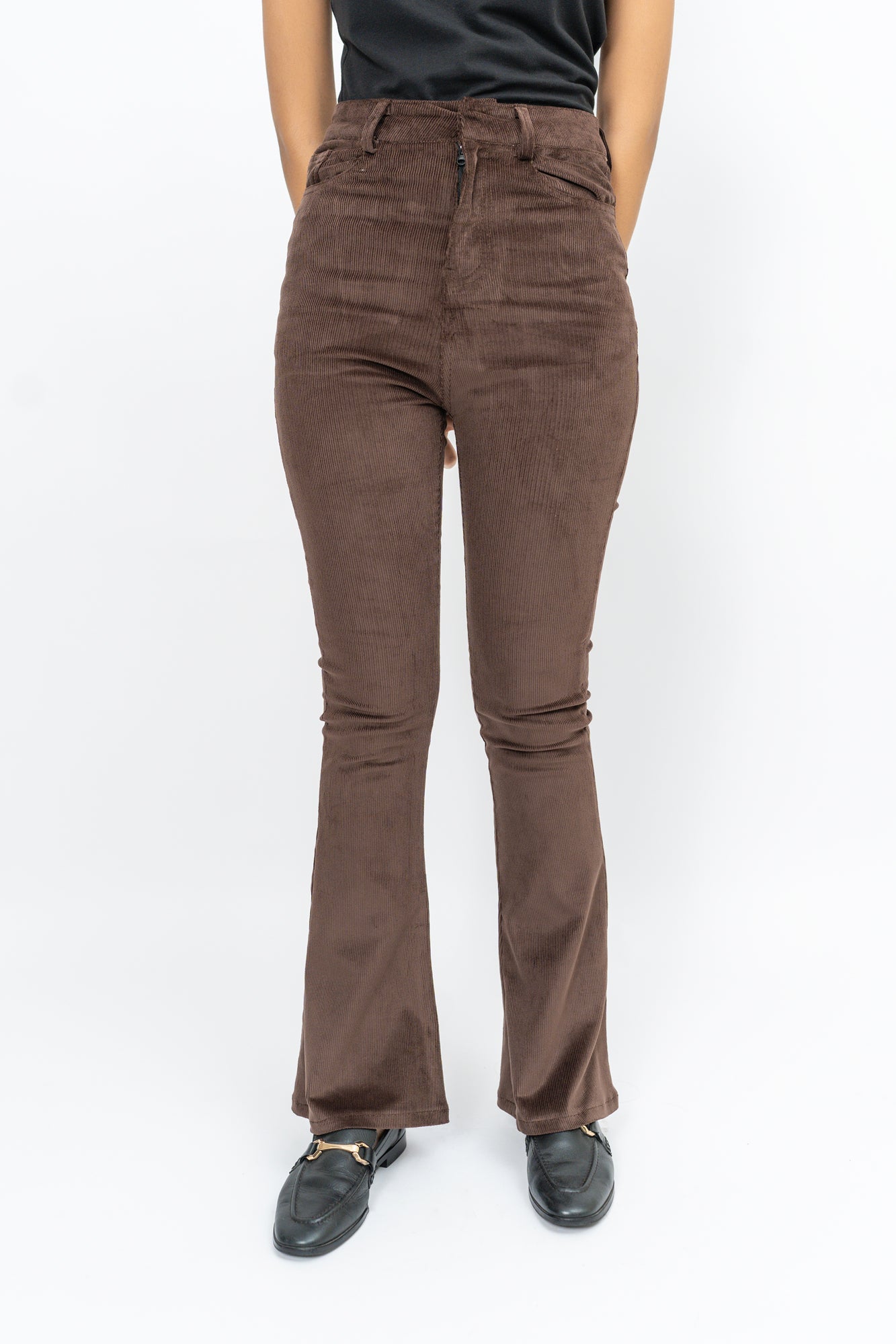 Flared Pant in Corduroy - Chocolate Brown