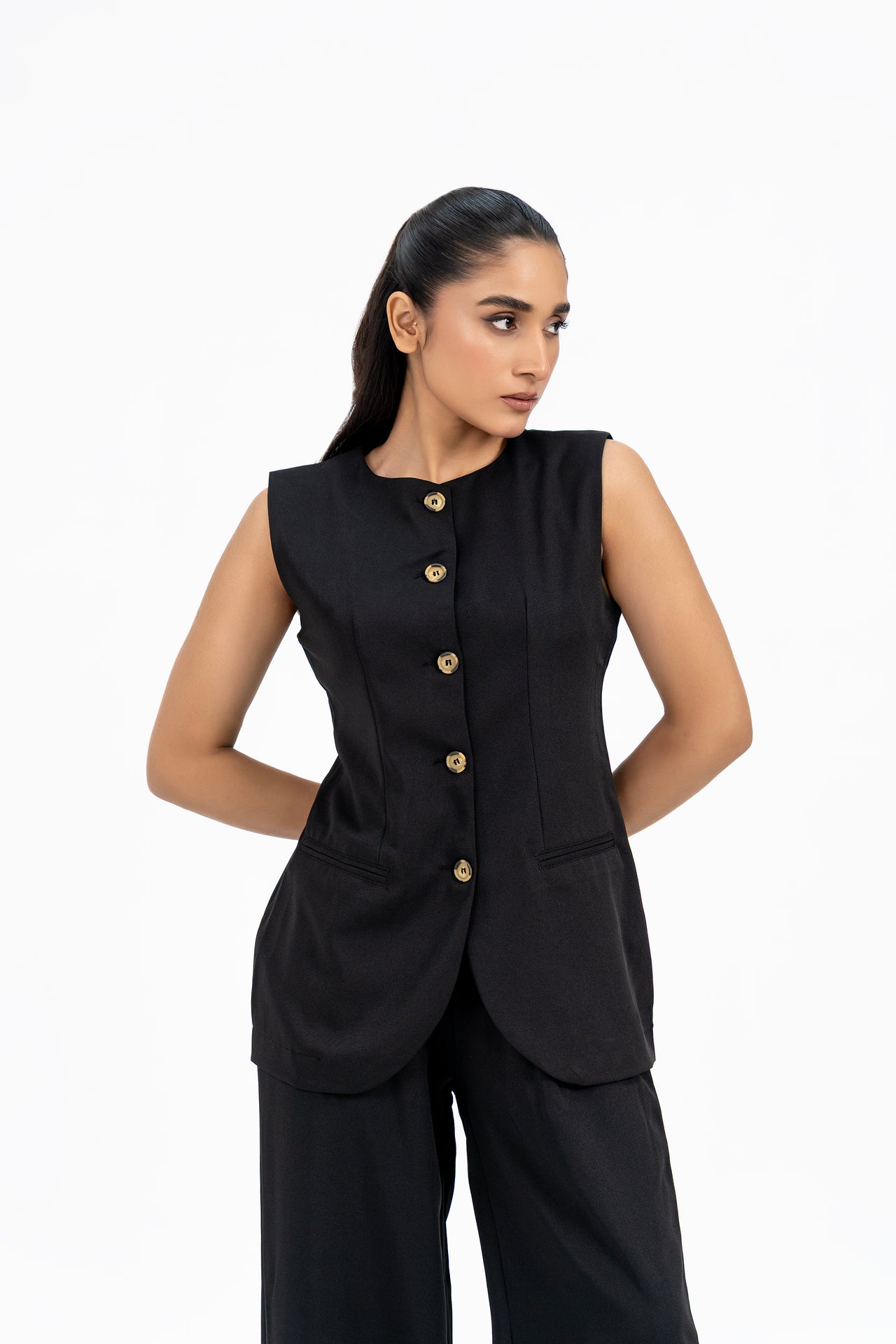 Long Suit Vest - Black