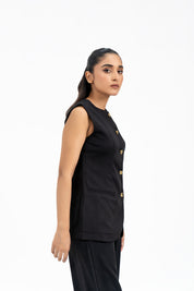 Long Suit Vest - Black