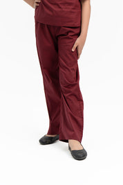 Girls Wide Leg Elasticated Pant - Maroon