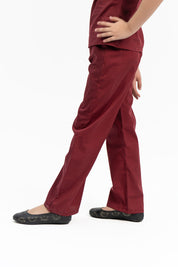 Girls Wide Leg Elasticated Pant - Maroon