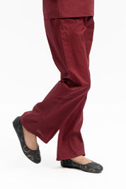 Girls Wide Leg Elasticated Pant - Maroon