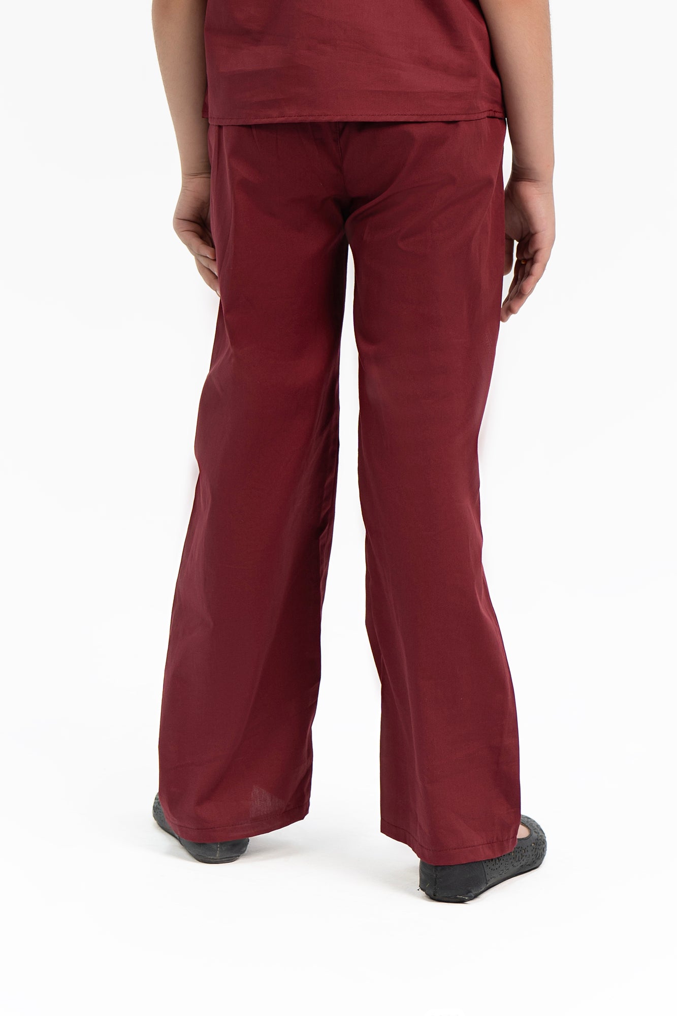 Girls Wide Leg Elasticated Pant - Maroon