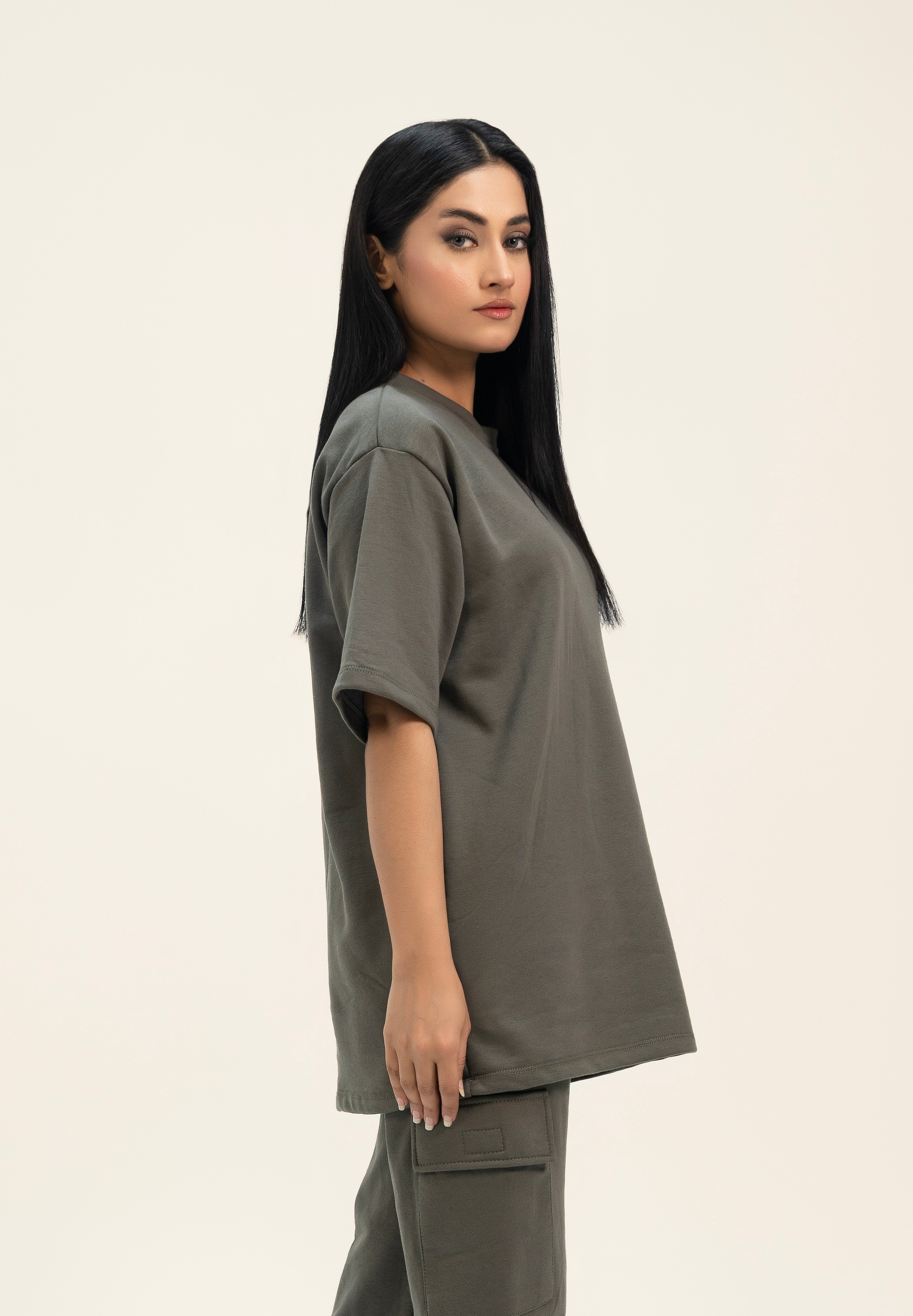Oversized Terry Top - Army Green