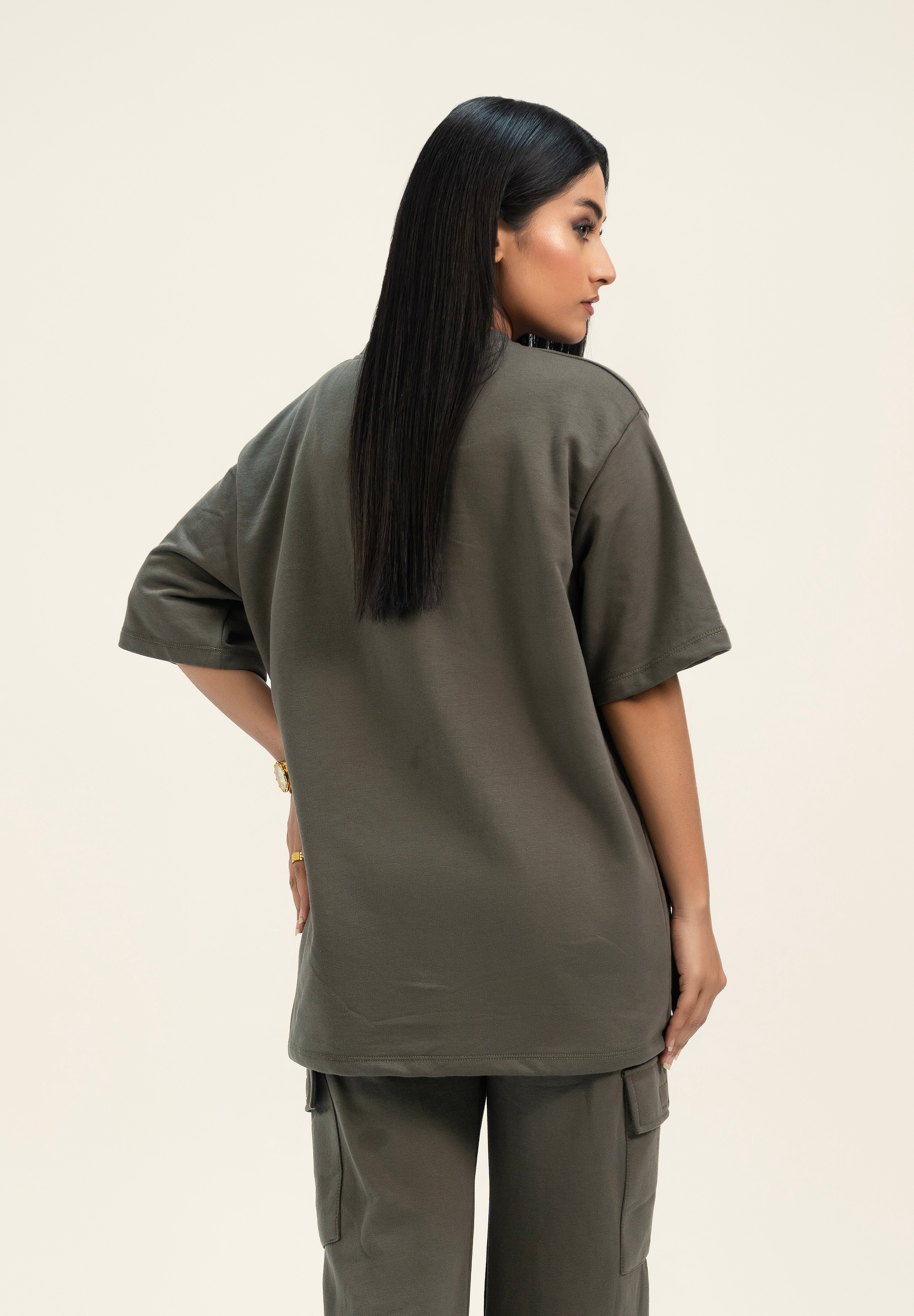Oversized Terry Top - Army Green