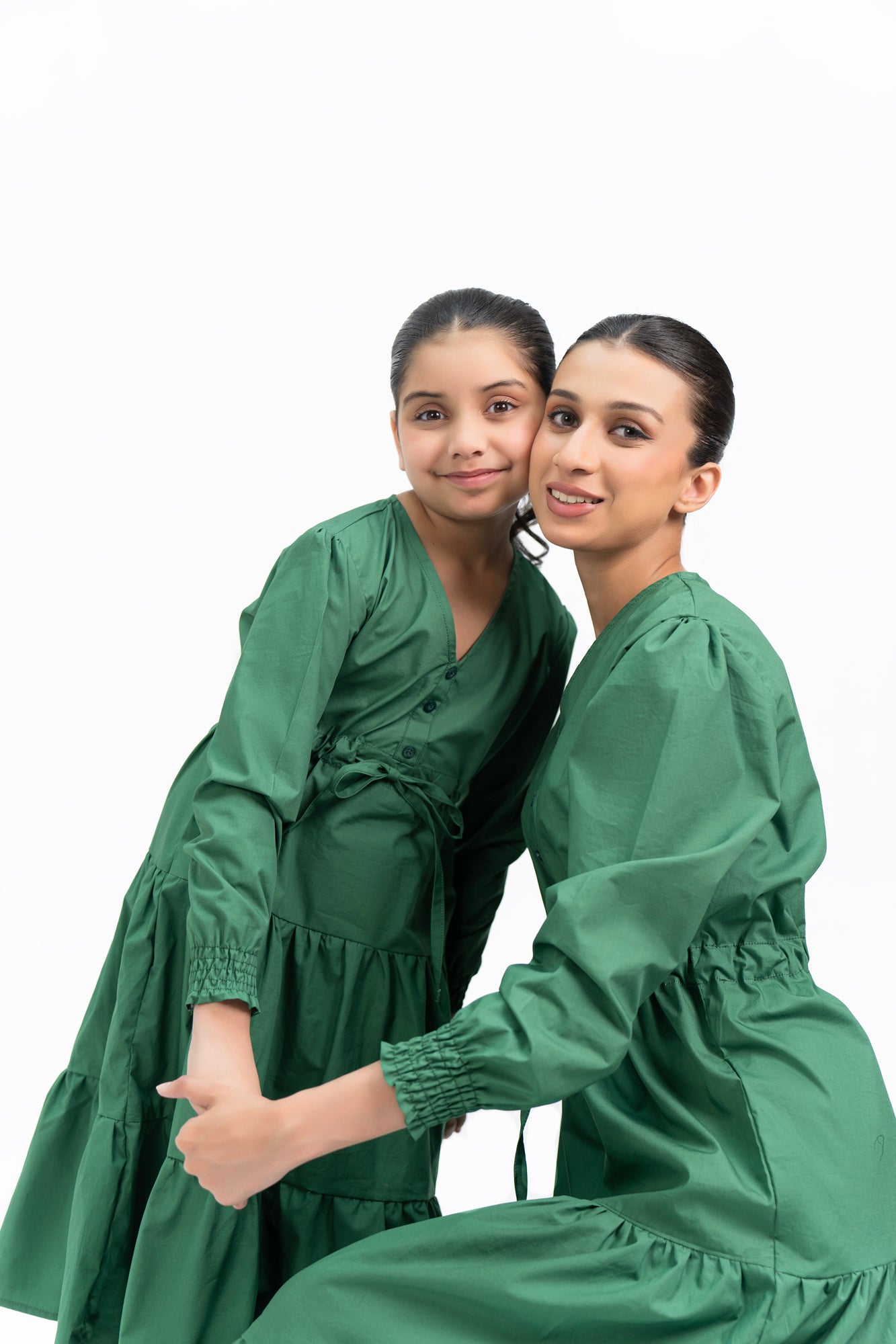 V Neck Dress With Drawcord - Bottle Green
