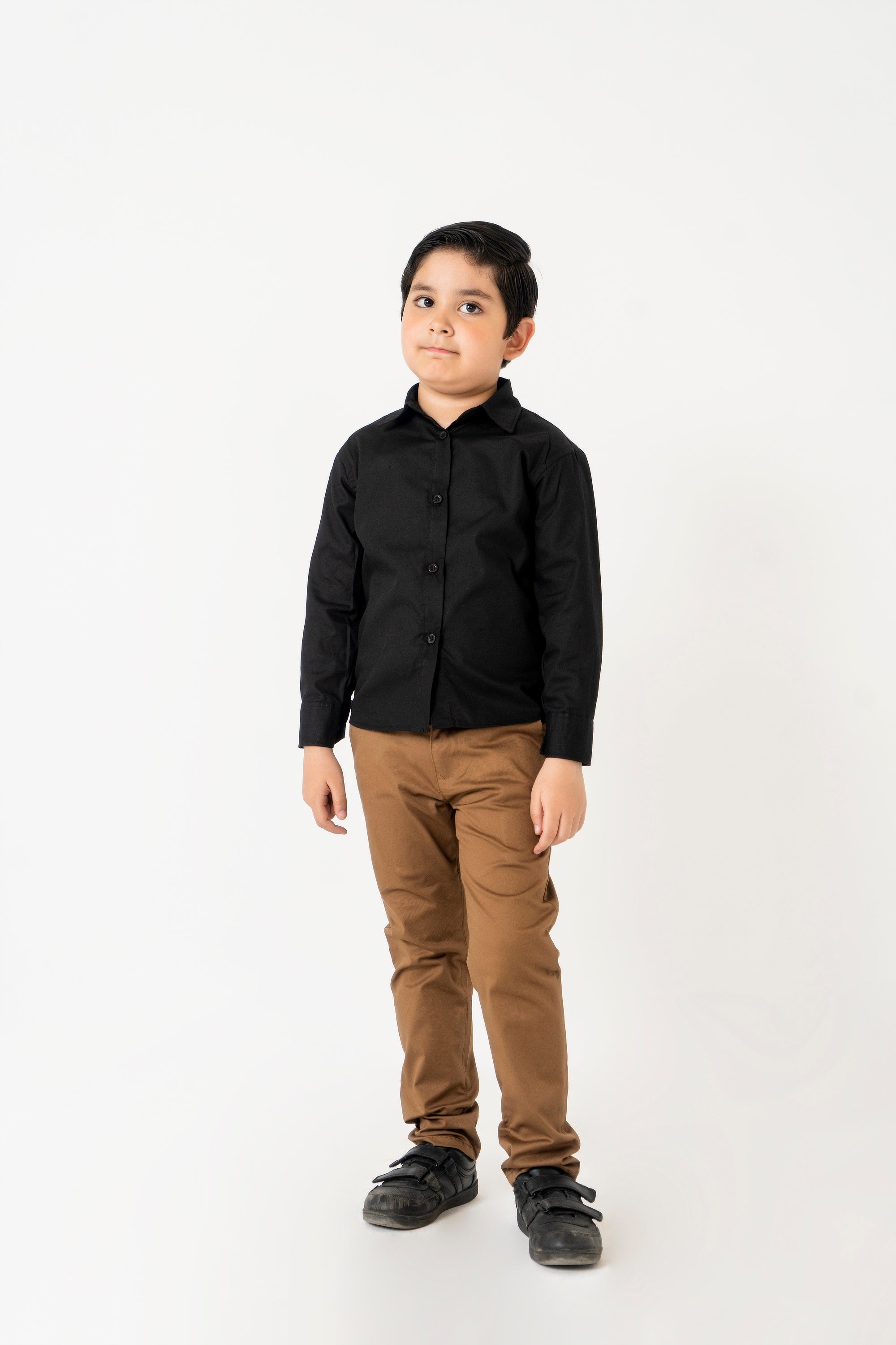 Boys Full Sleeves Button Down Shirt - Black