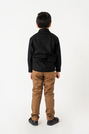 Boys Full Sleeves Button Down Shirt - Black