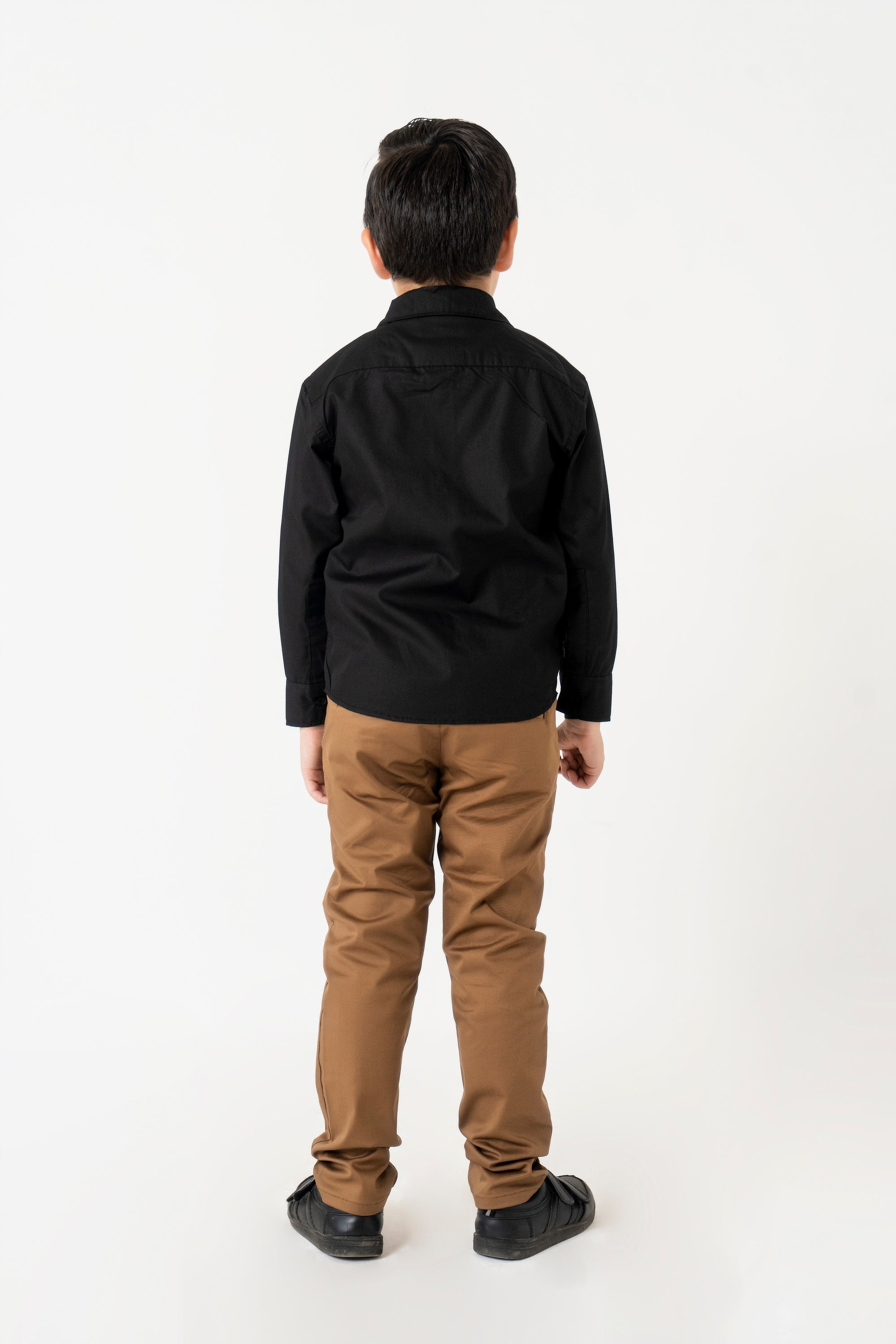 Boys Full Sleeves Button Down Shirt - Black