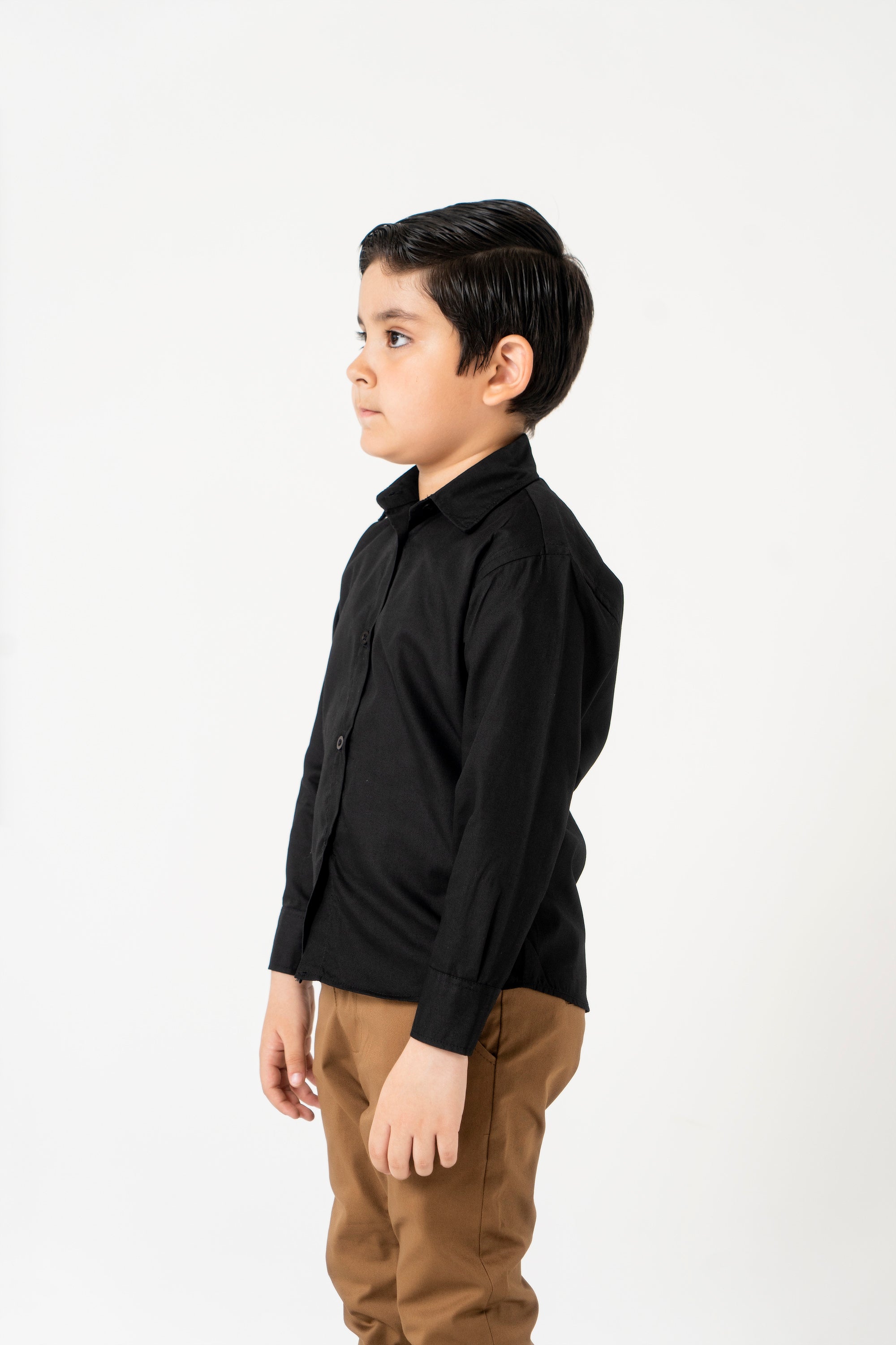Boys Full Sleeves Button Down Shirt - Black