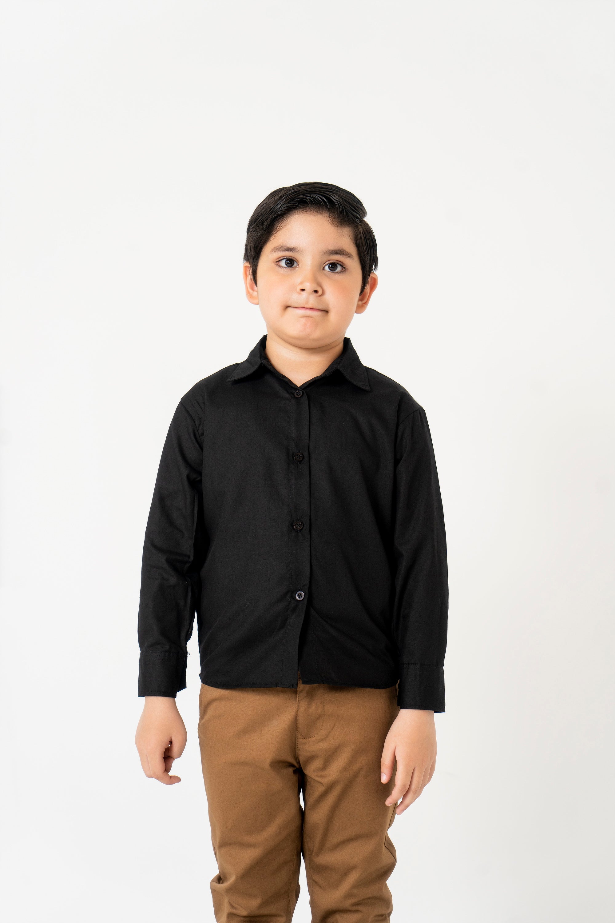 Boys Full Sleeves Button Down Shirt - Black