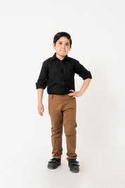 Boys Full Sleeves Button Down Shirt - Black