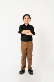 Boys Full Sleeves Button Down Shirt - Black