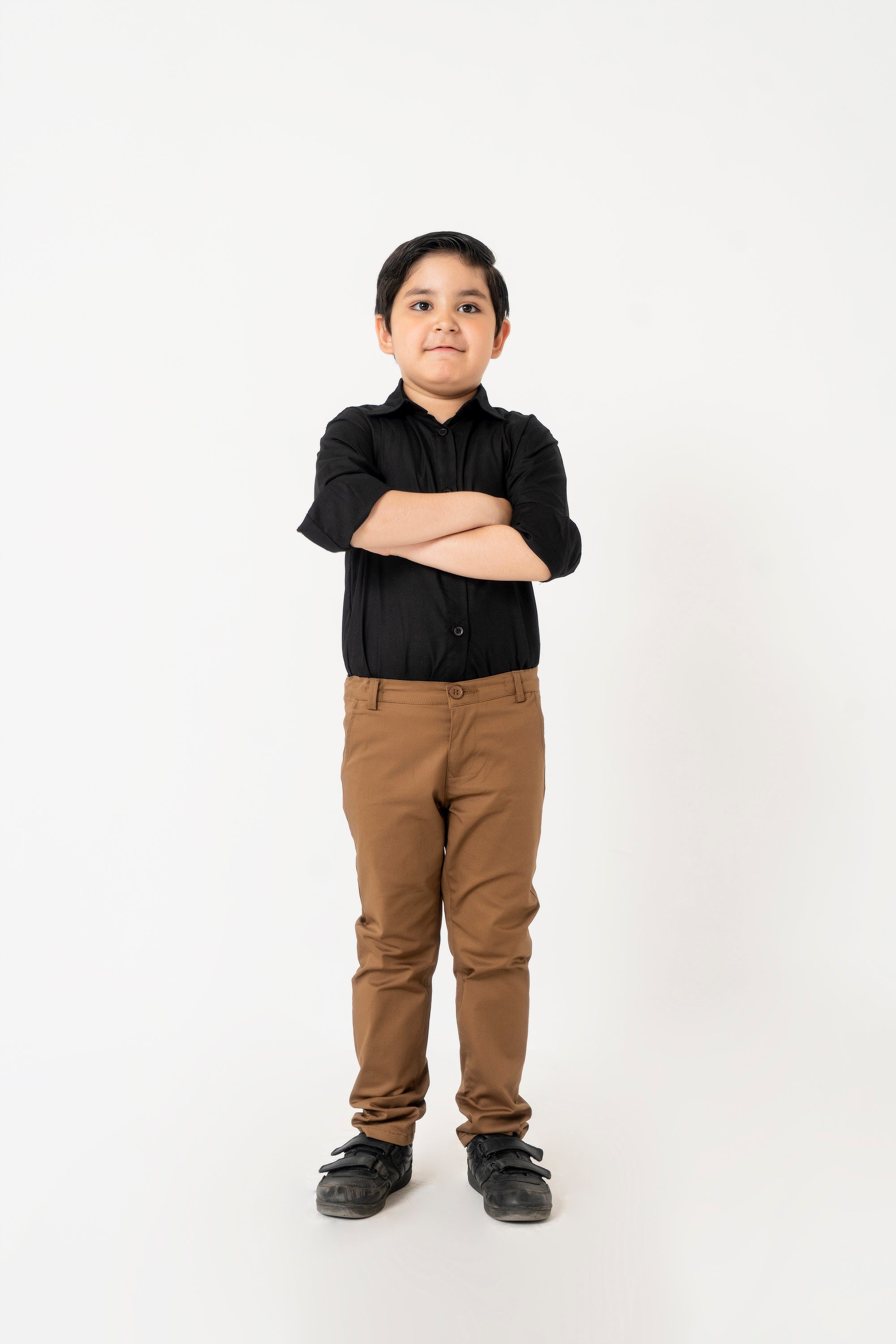 Boys Full Sleeves Button Down Shirt - Black