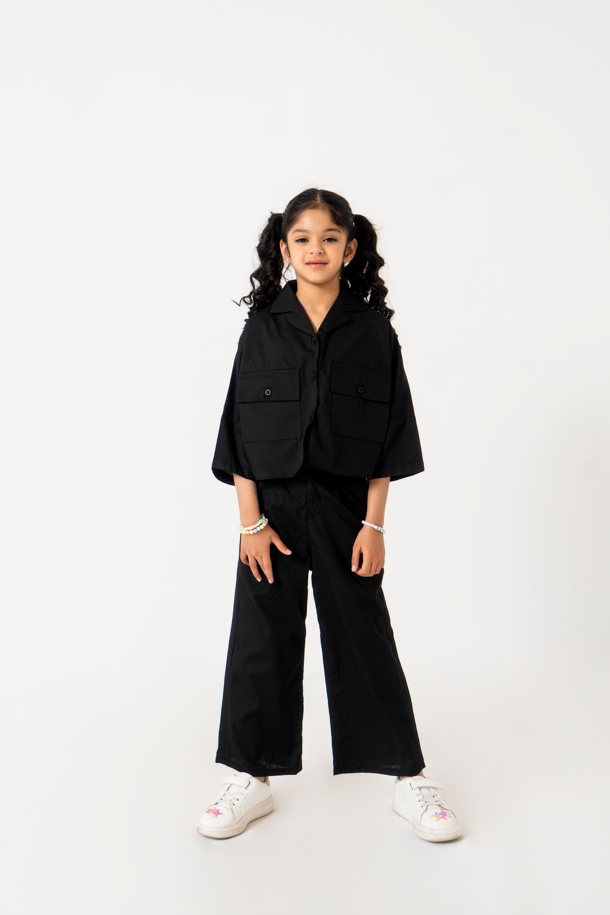 Girls Boxy Pocket Fit Shirt - Black