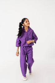 Girls Boxy Pocket Fit Shirt - Purple