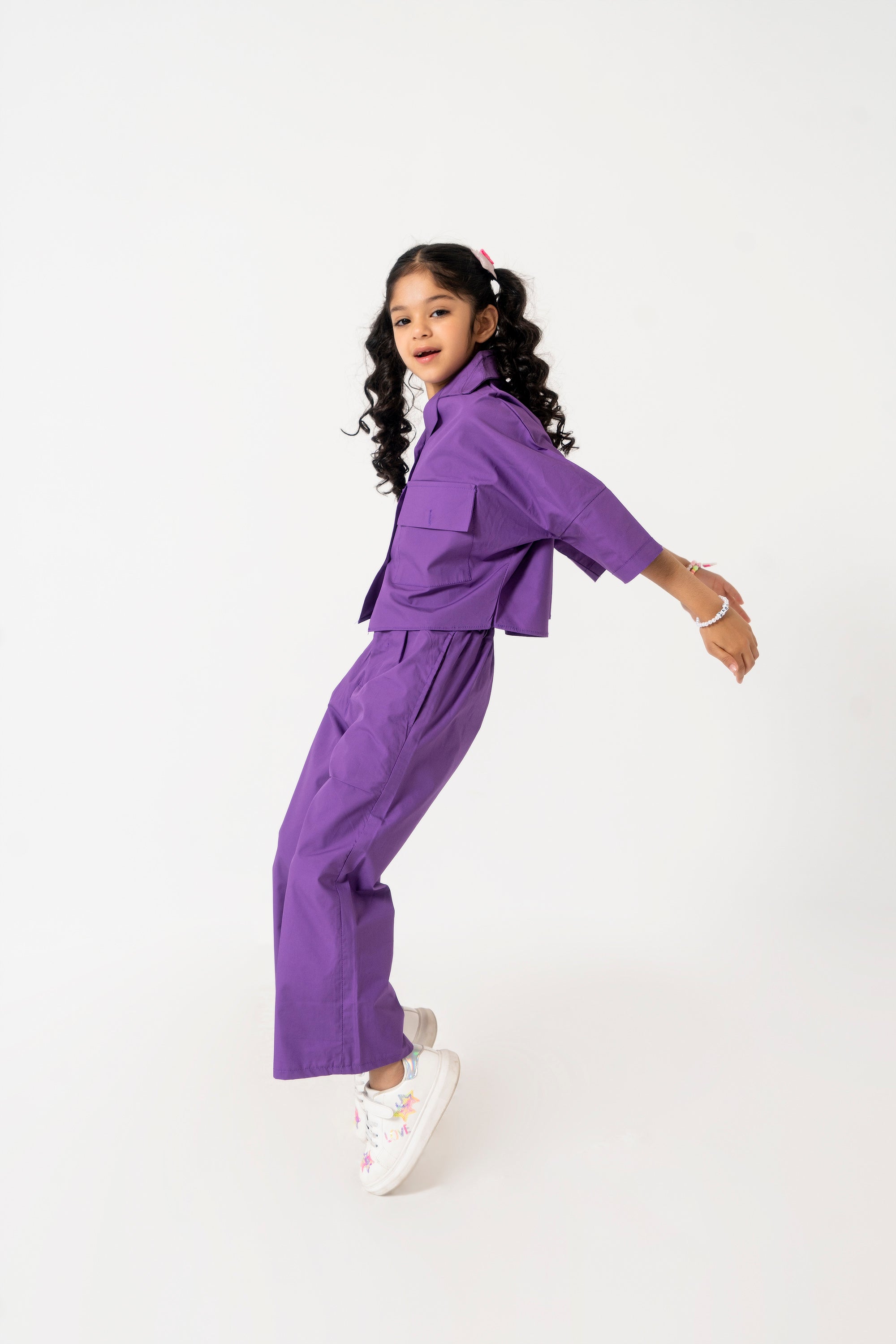 Girls Boxy Pocket Fit Shirt - Purple