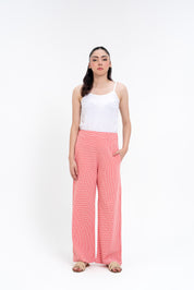 Textured Knit Wide Leg Pant - Red White