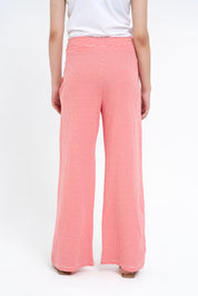Textured Knit Wide Leg Pant - Red White