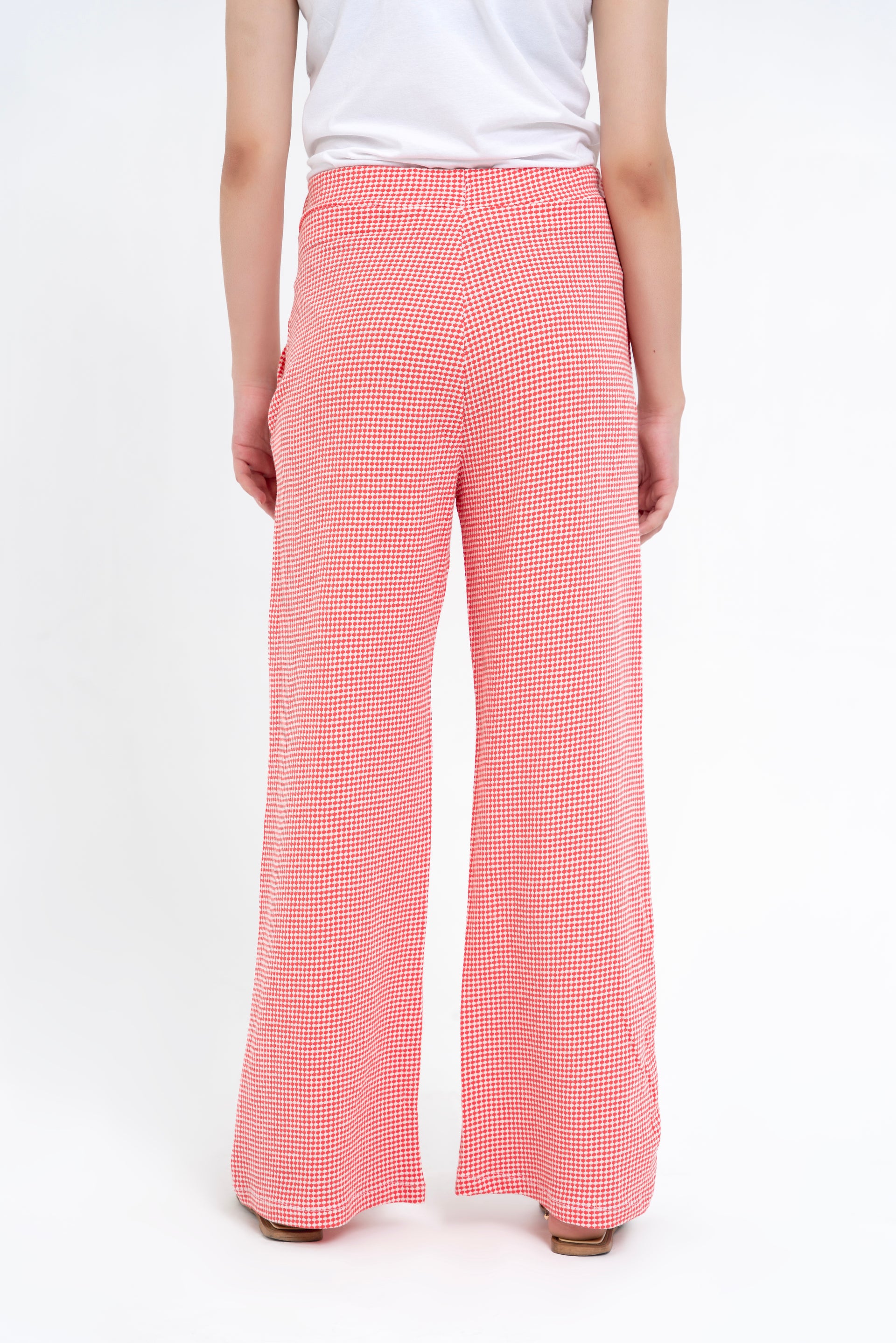 Textured Knit Wide Leg Pant - Red White