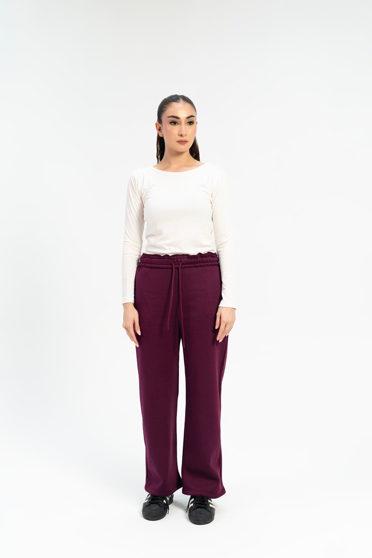 Sweatpants with Drawstring - Plum