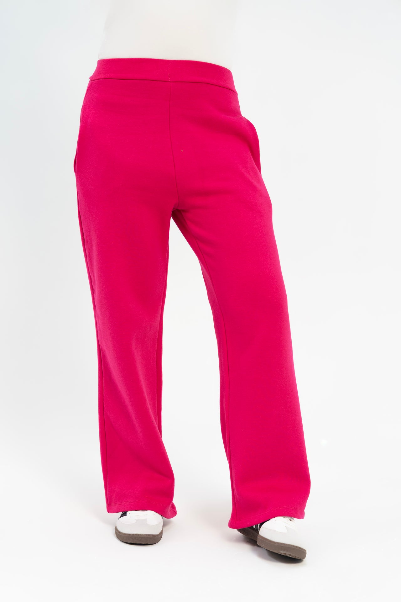 Wide Leg Fleece Sweatpants - Fuchsia Pink