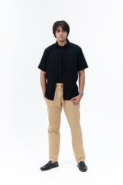 Men's Linen Pant with Drawstring - Khaki