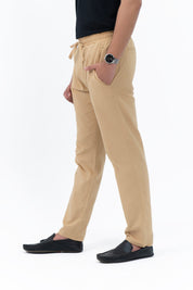 Men's Linen Pant with Drawstring - Khaki