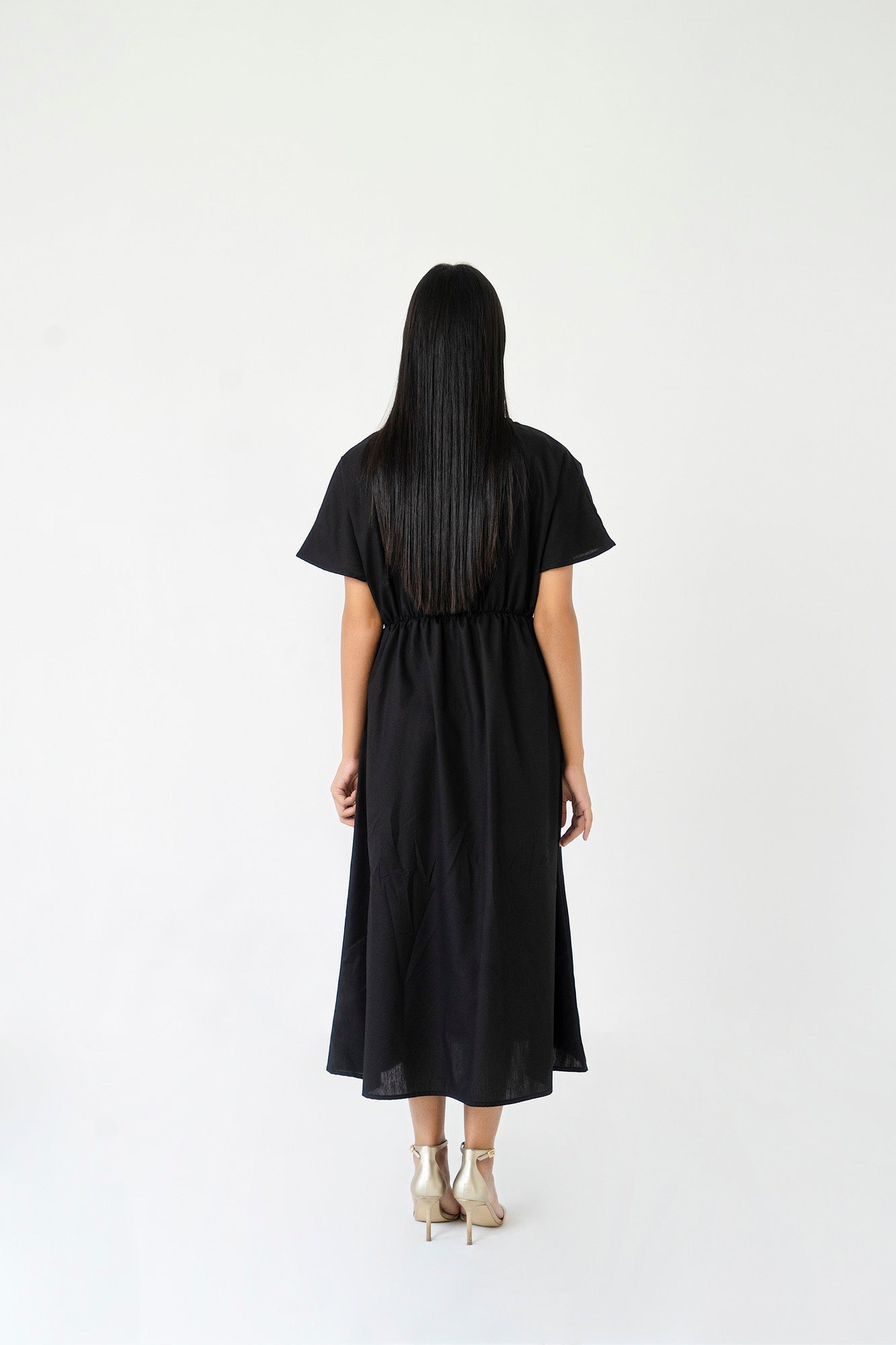 Elastic Waist Dress - Black