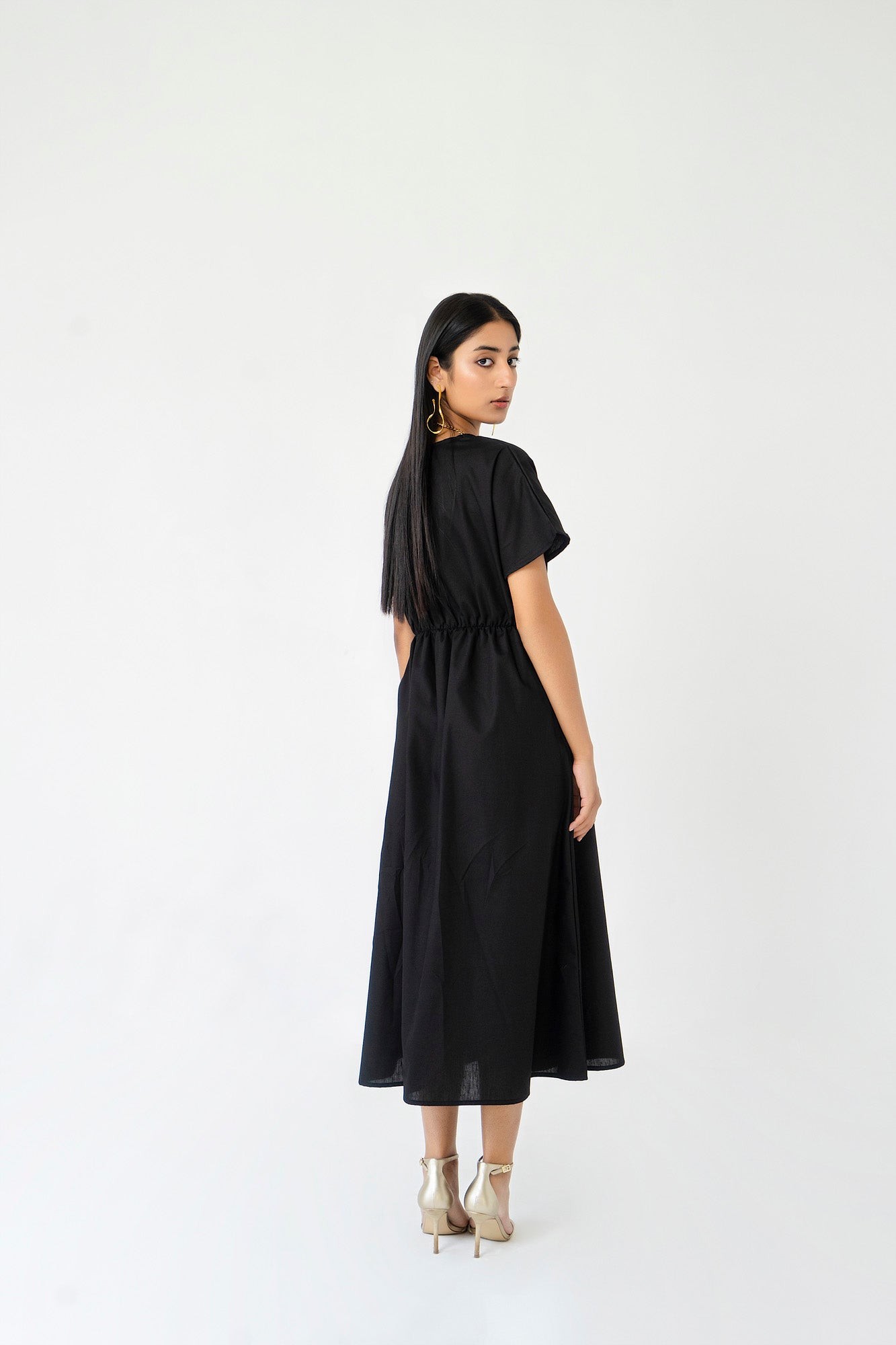 Elastic Waist Dress - Black