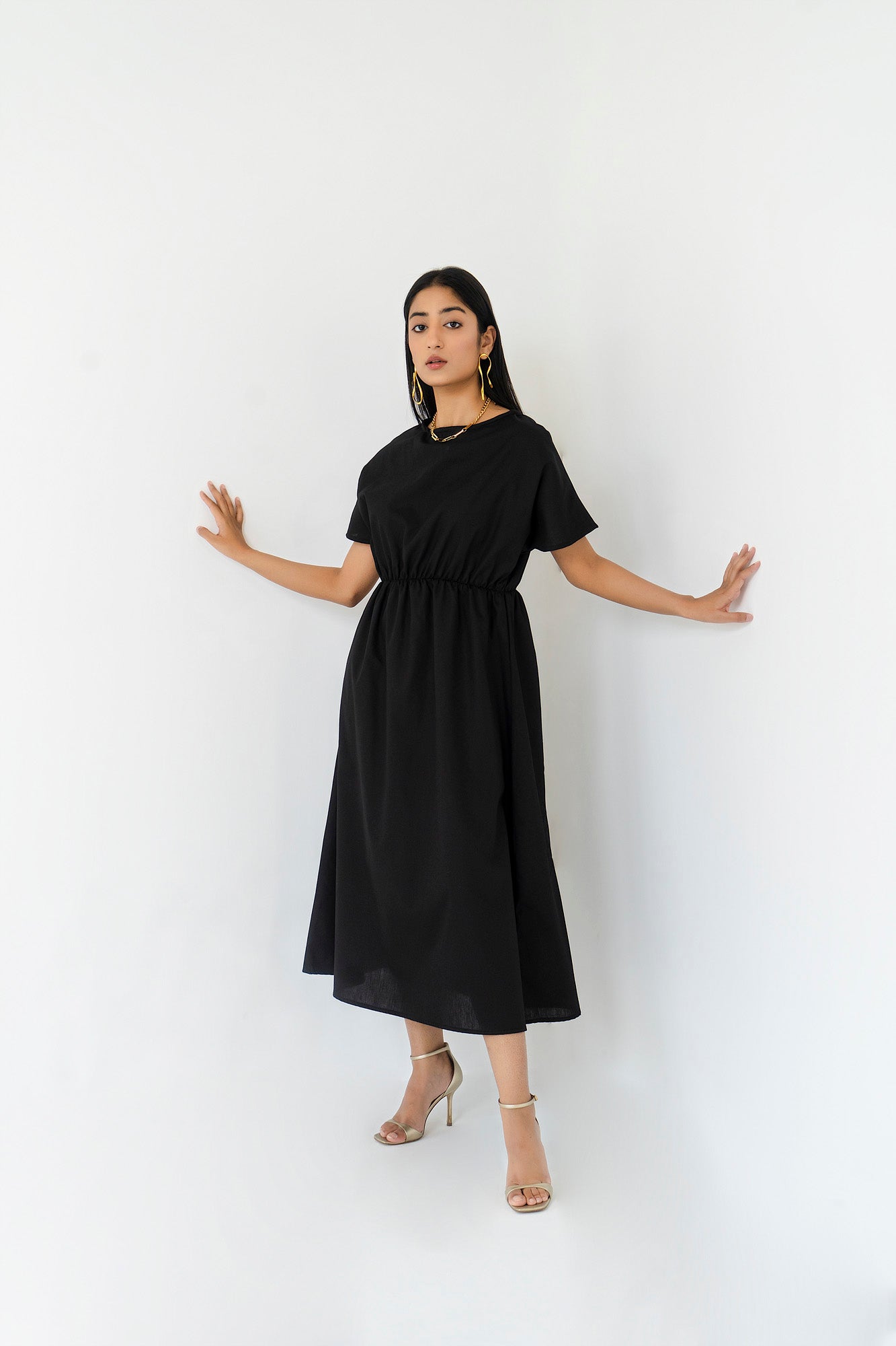 Elastic Waist Dress - Black