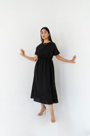 Elastic Waist Dress - Black