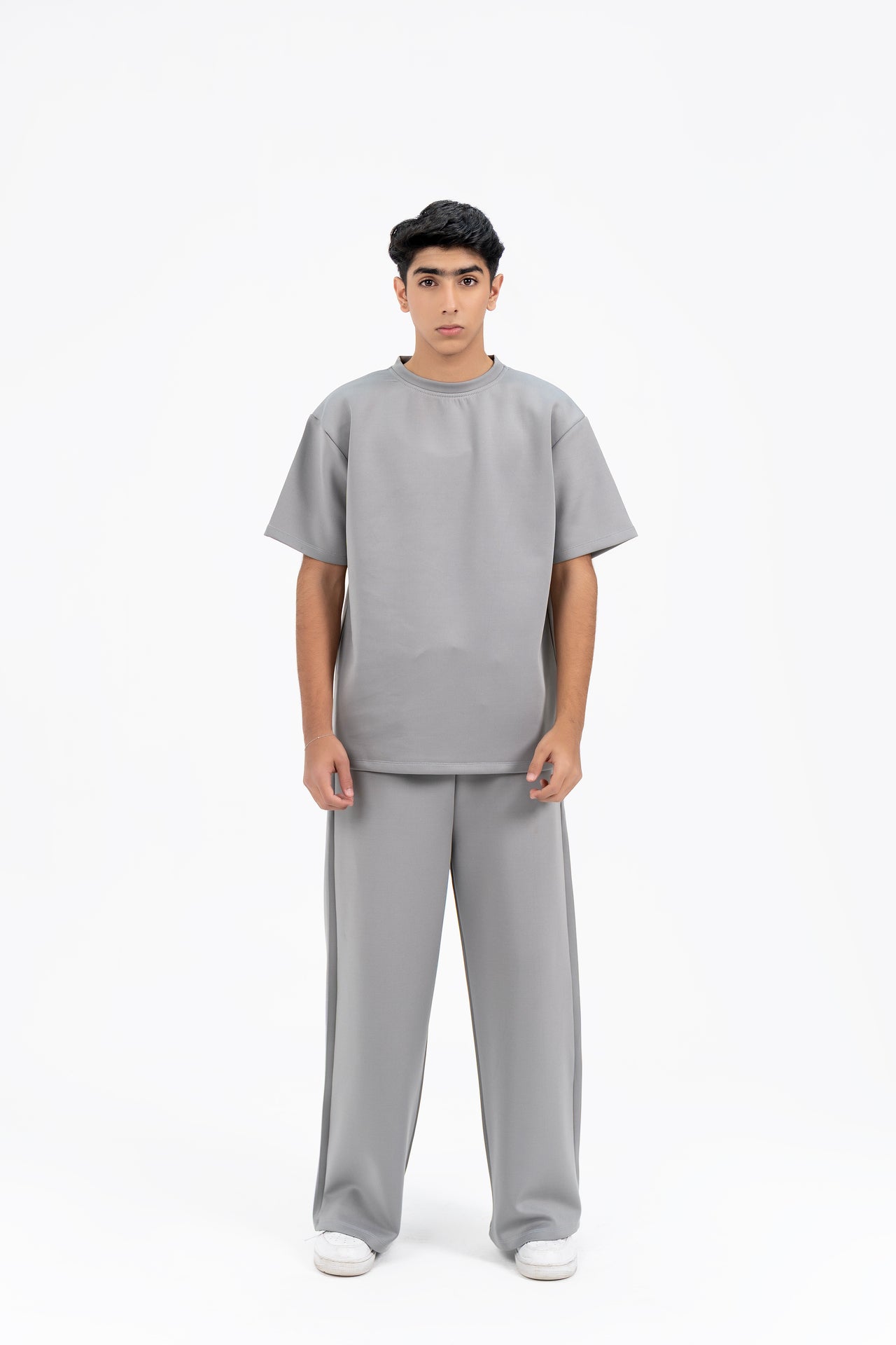 Men's Wide Leg Pants in Scuba - Light Grey