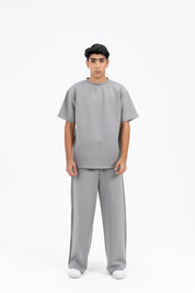 Men's Wide Leg Pants in Scuba - Light Grey