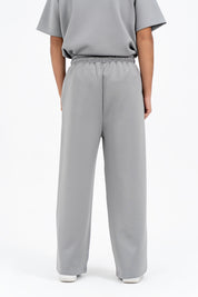 Men's Wide Leg Pants in Scuba - Light Grey