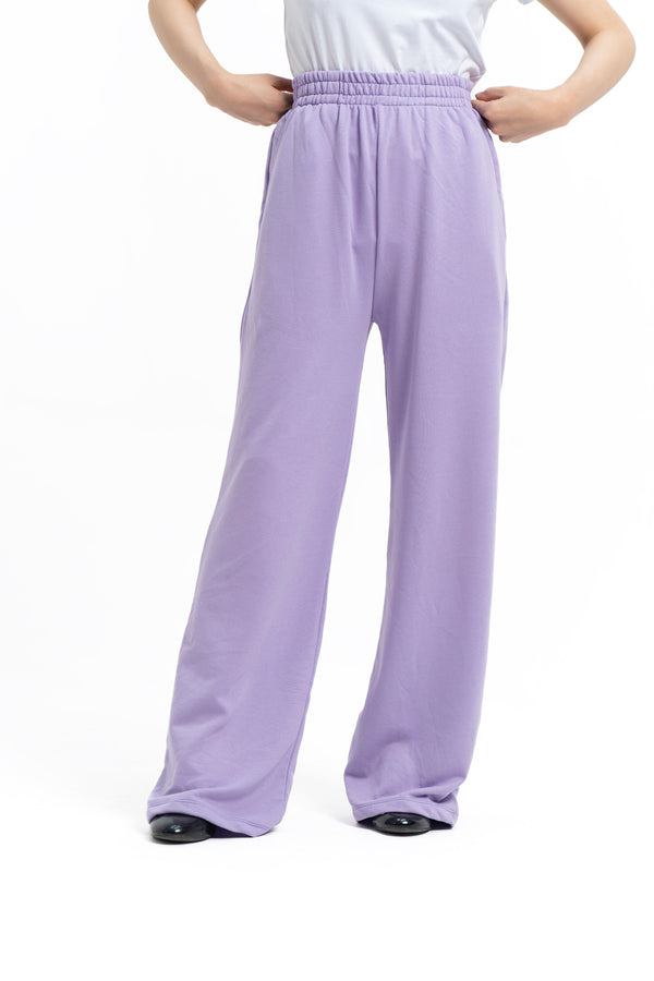 Wide Leg Terry Pant - Lilac