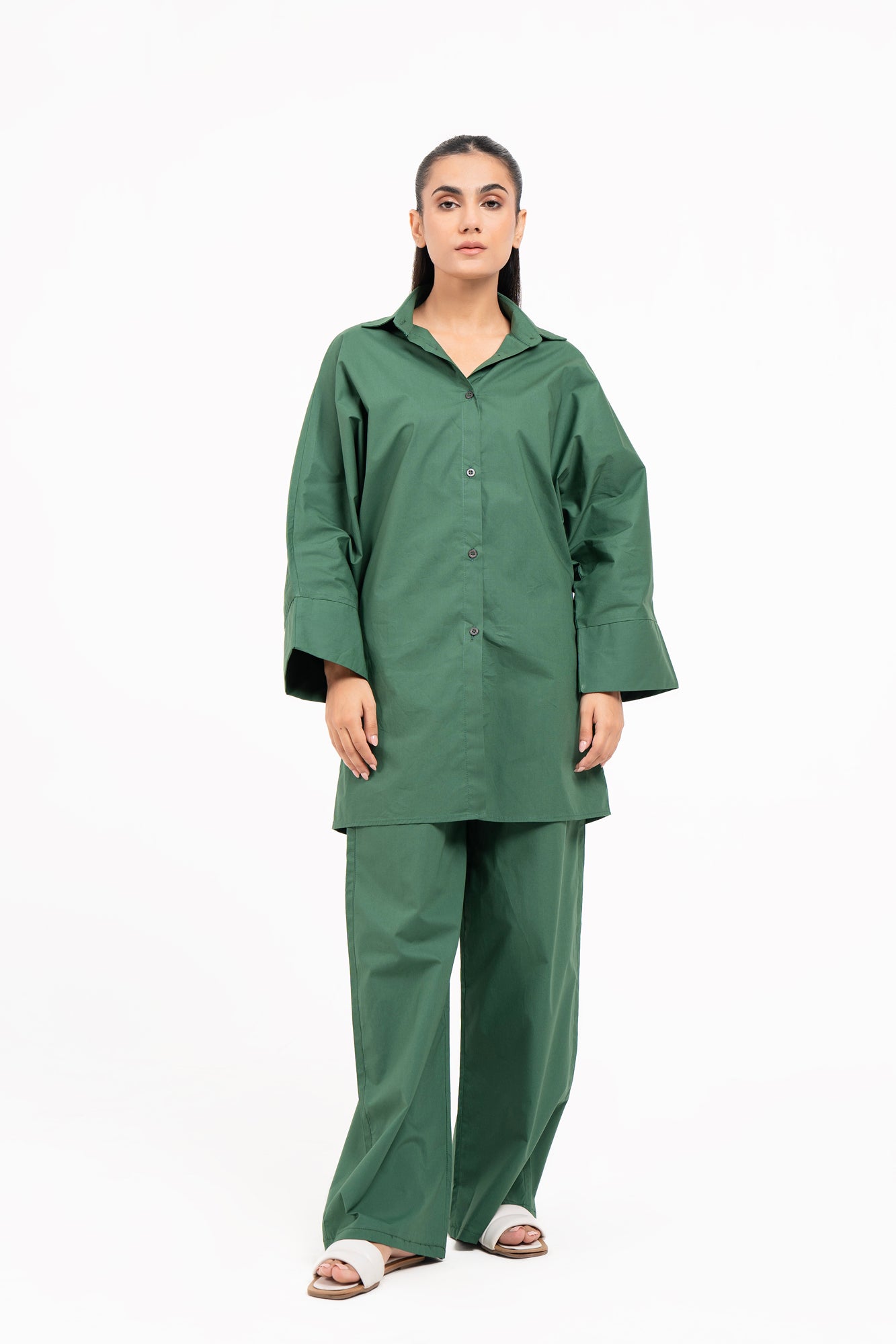 Wide Sleeve Shirt - Bottle Green