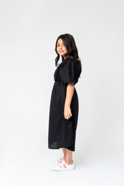 Girls Elastic Waist Dress - Black
