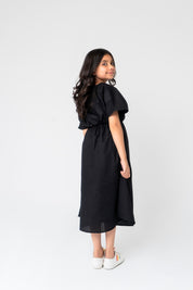 Girls Elastic Waist Dress - Black