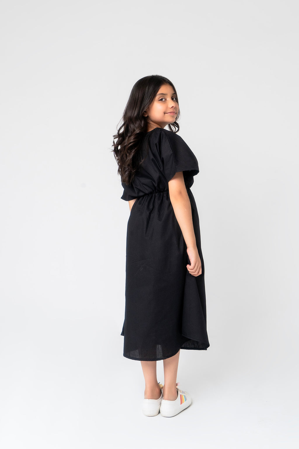 Girls Elastic Waist Dress Black Nine Ninety Nine