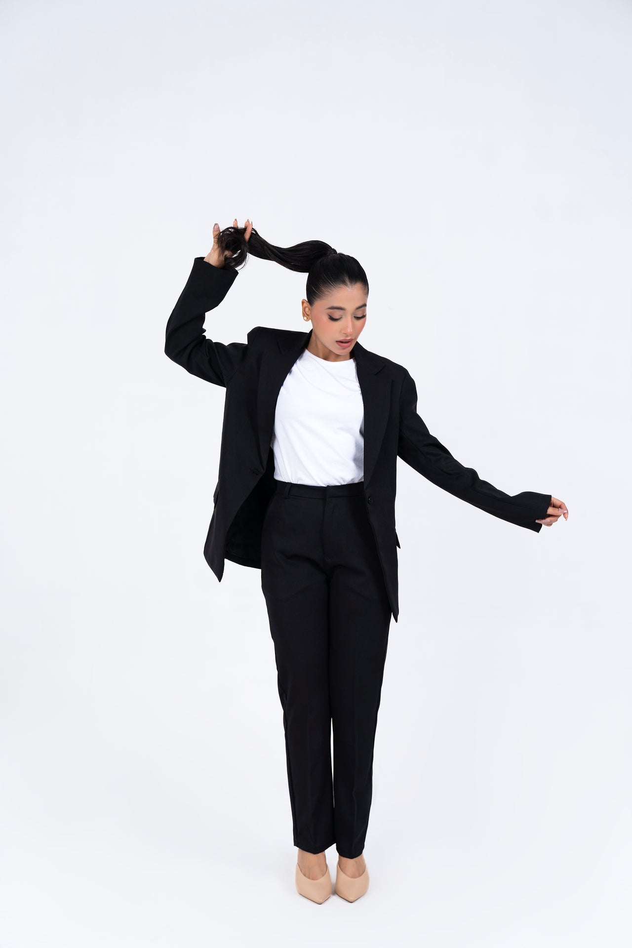 Straight Fit Suit Blazer - Black