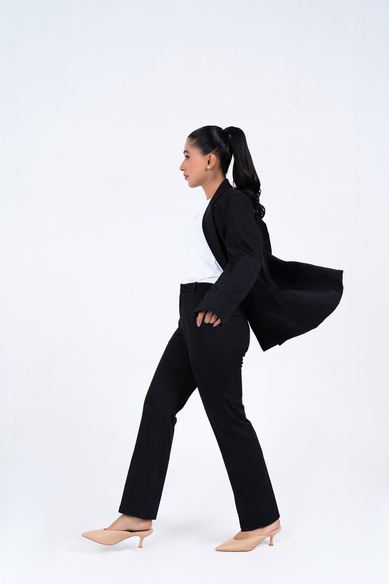 Straight Fit Suit Blazer - Black